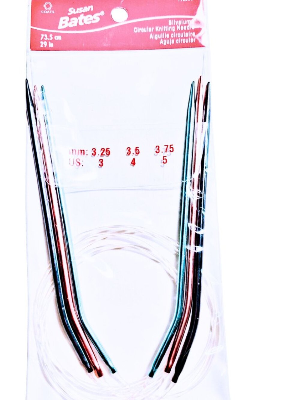 Susan Bates Silvalume 29" Circular Knitting Needles US 3,4,5